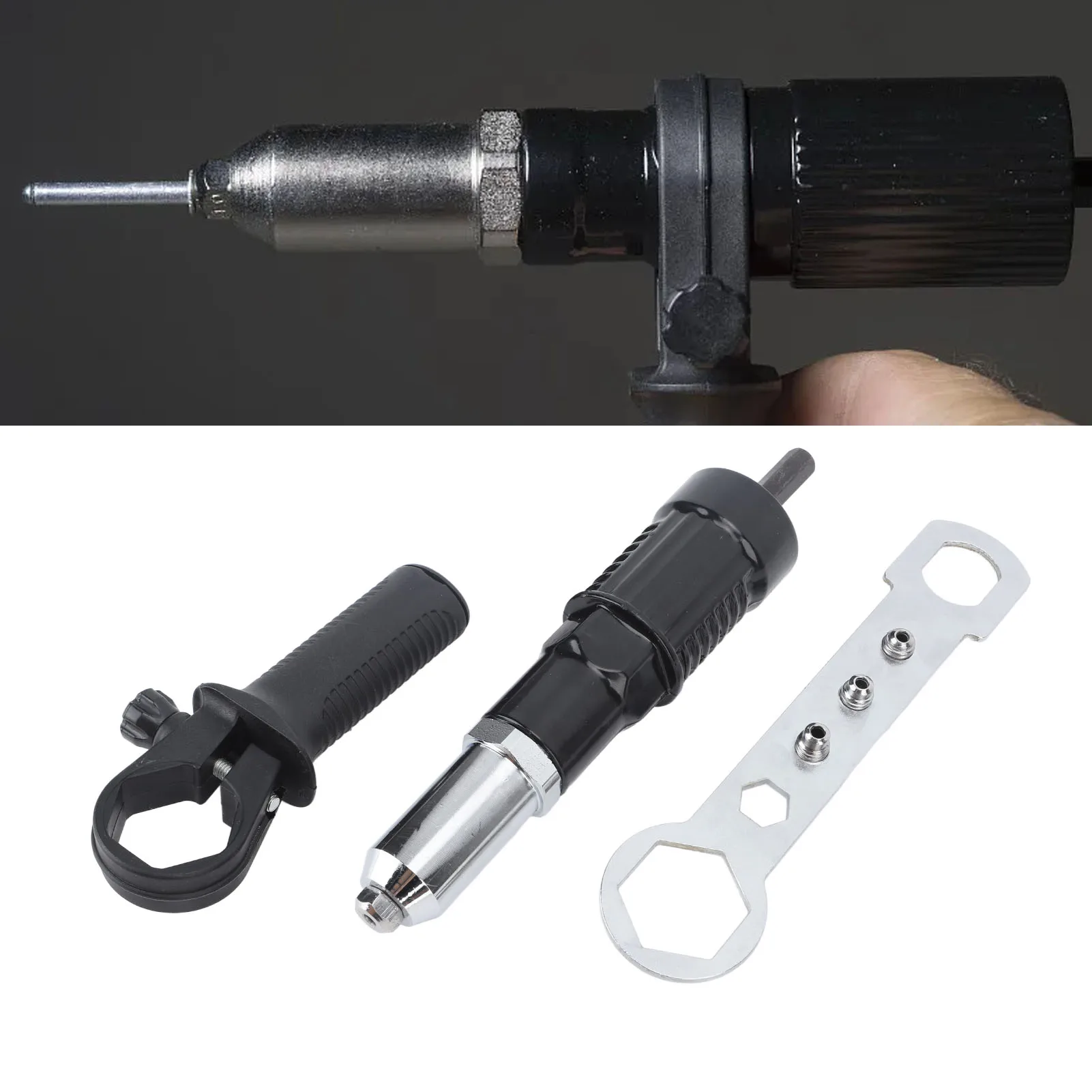Kit de adaptador de pistola de remache eléctrica, reemplazo de adaptador de tuerca de remache de ajuste apretado de alta precisión, Metal duro