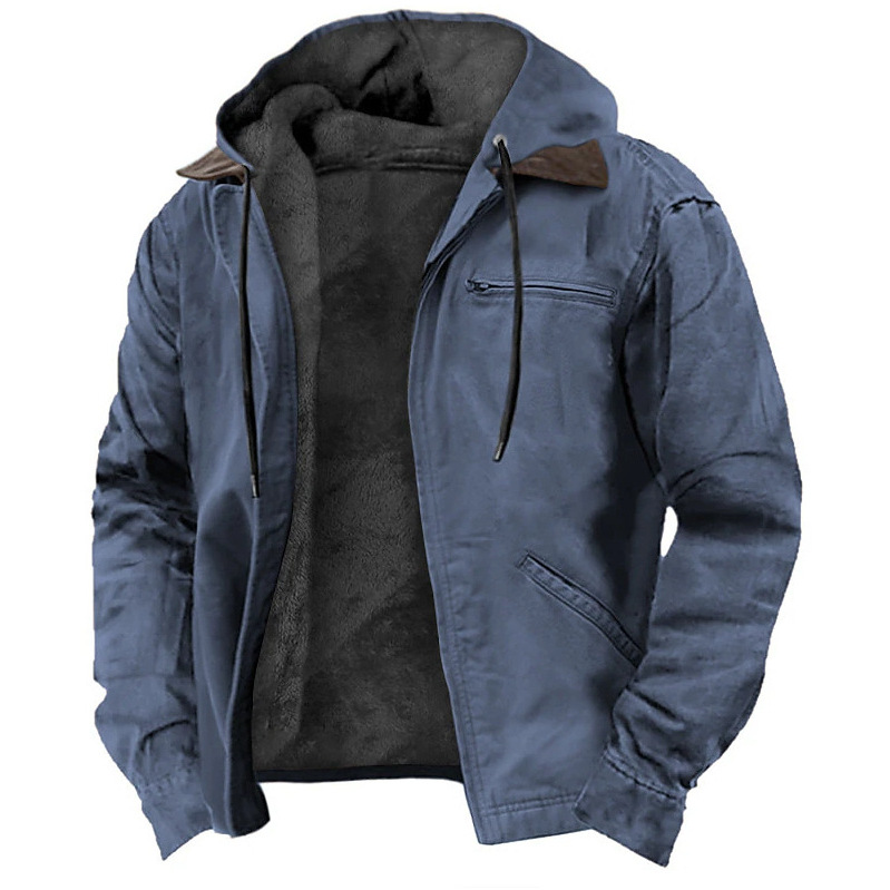 Veste à capuche en coton pour homme, haut minimaliste, confortable, solide, optique décontractée, chaud, hiver, 03, 2024