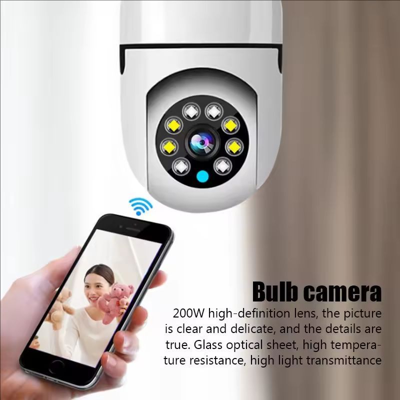 Lampadina E27 Telecamera Wifi Monitoraggio umano Visione notturna a colori 360 °   Citofono con rotazione Telecamera da 2 MP Yi Lotto APP Supporto iOS Android Phone