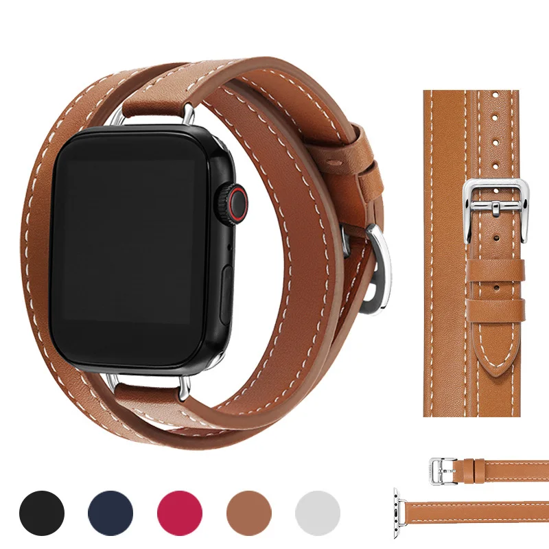 Dây Da Cho Dây Đồng Hồ 49Mm 41Mm 45Mm 40Mm 44Mm 38/42Mm correa IWatch Series 8 7 6 SE 5 4 Cực Vòng Tay Thay Thế