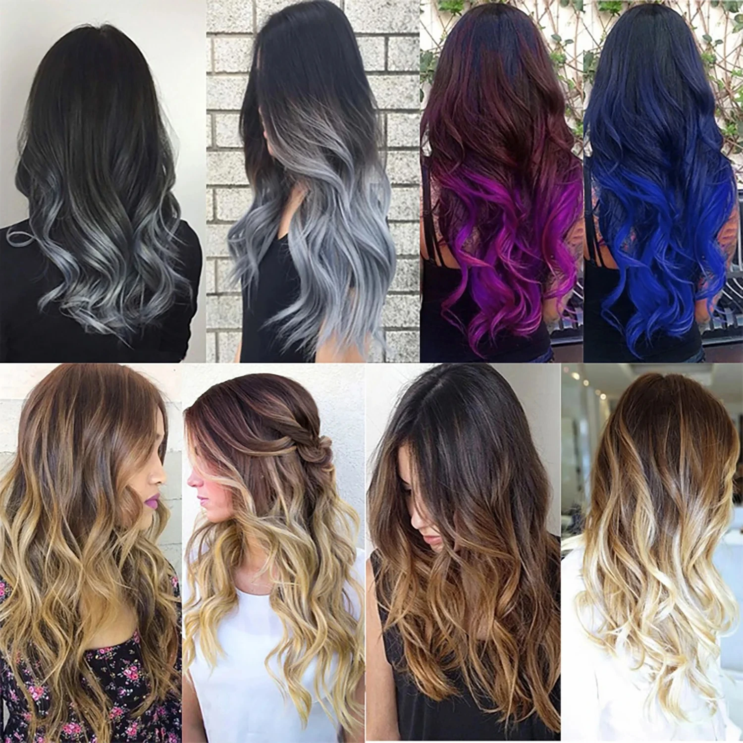 Zolin sintético ombre cor uma peça extensão do cabelo longo ondulado & cabelo reto sem clipes com linha invisível postiços para mulher