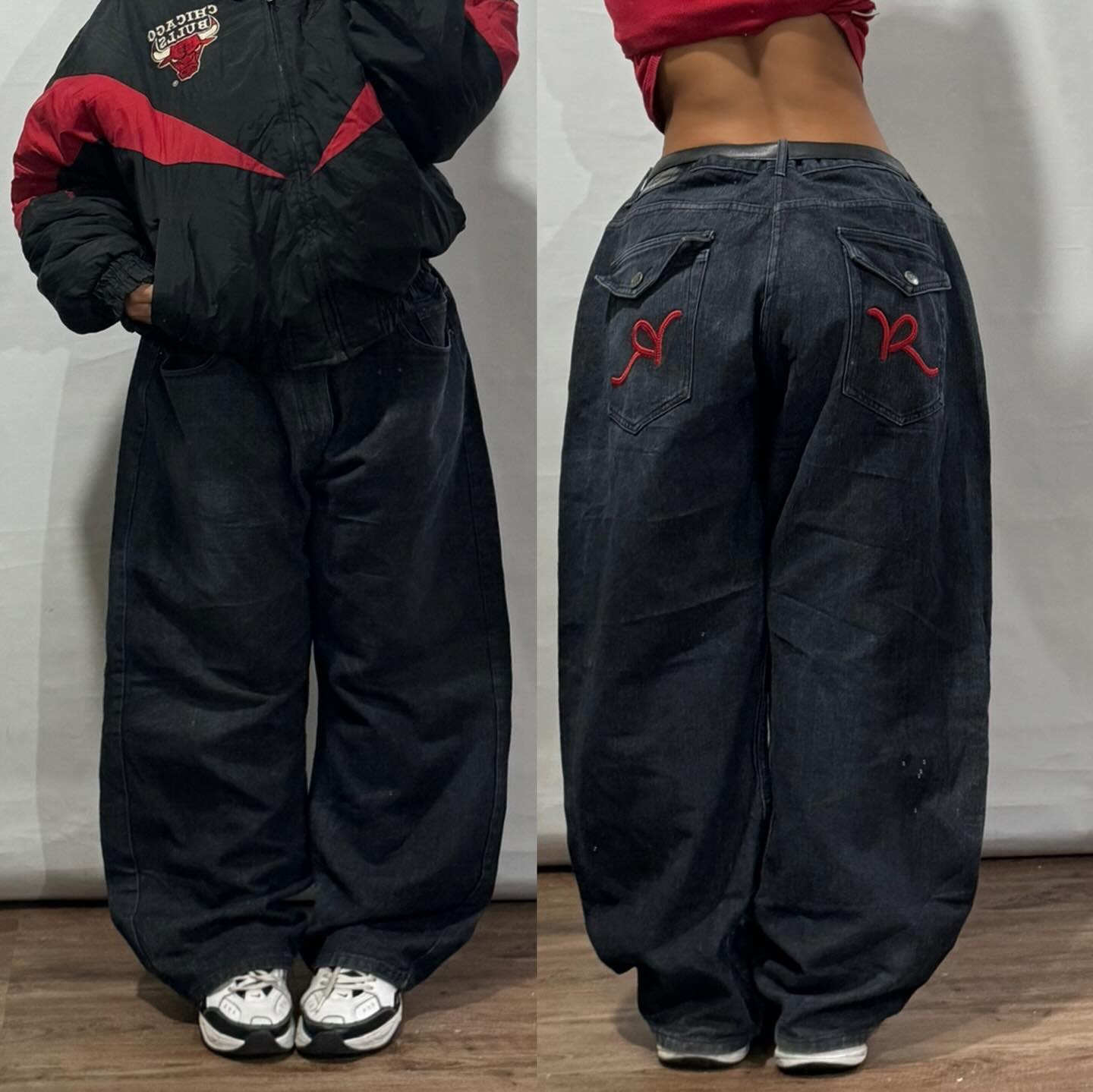 2024 neue amerikanische Retro Schädel Flügel bestickt Baggy Jeans Männer und Frauen Y2K Harajuku Hip-Hop Gothic breite Hosen Streetwear