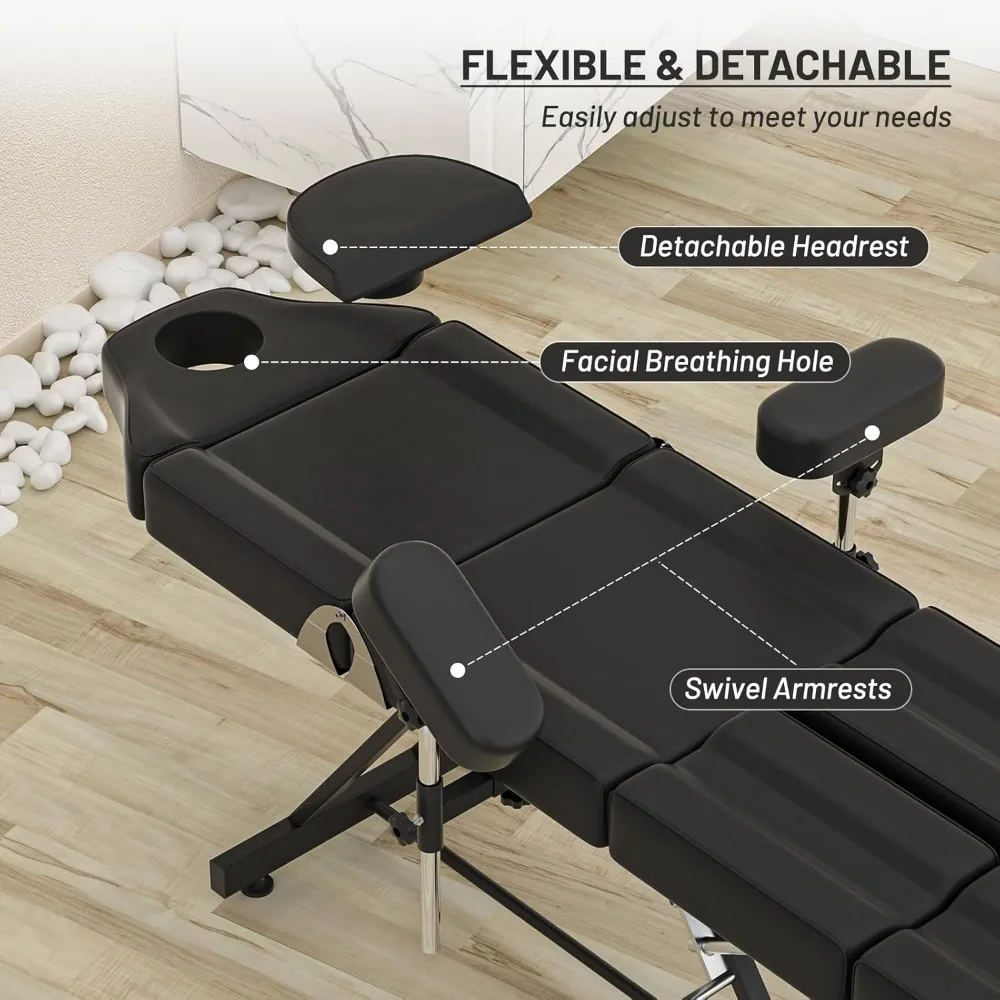 Tattoo Chairs for Client Facial Bed Adjustable Esthetician Bed Professional Multi-use Massage Table Spa Chairs Hold Up to 440lbs
