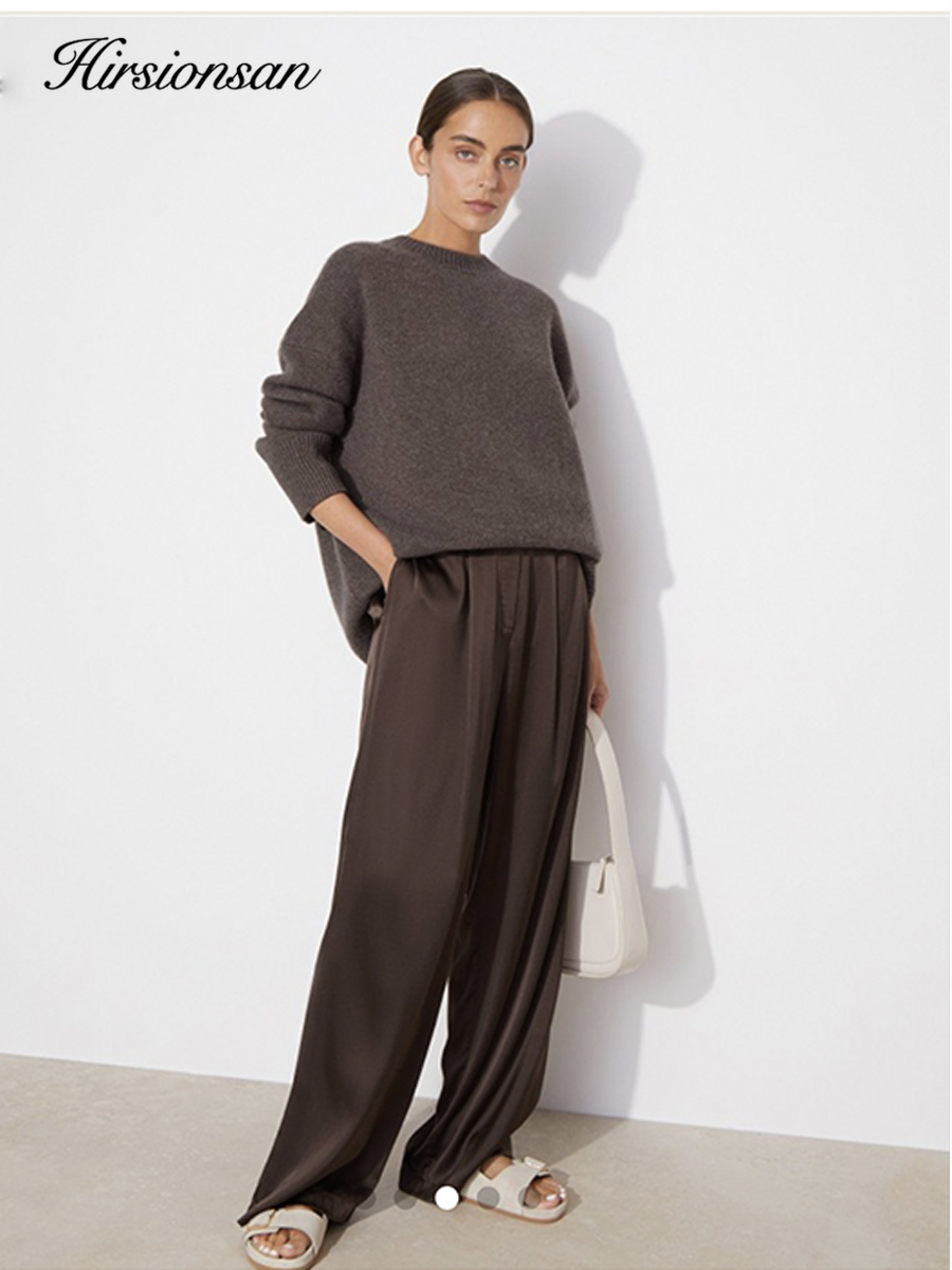 Hirsionsan Basic o Hals Kaschmir pullover Frauen neue übergroße rosa blau gestrickte Pullover weibliche lässige dicke warme Tops