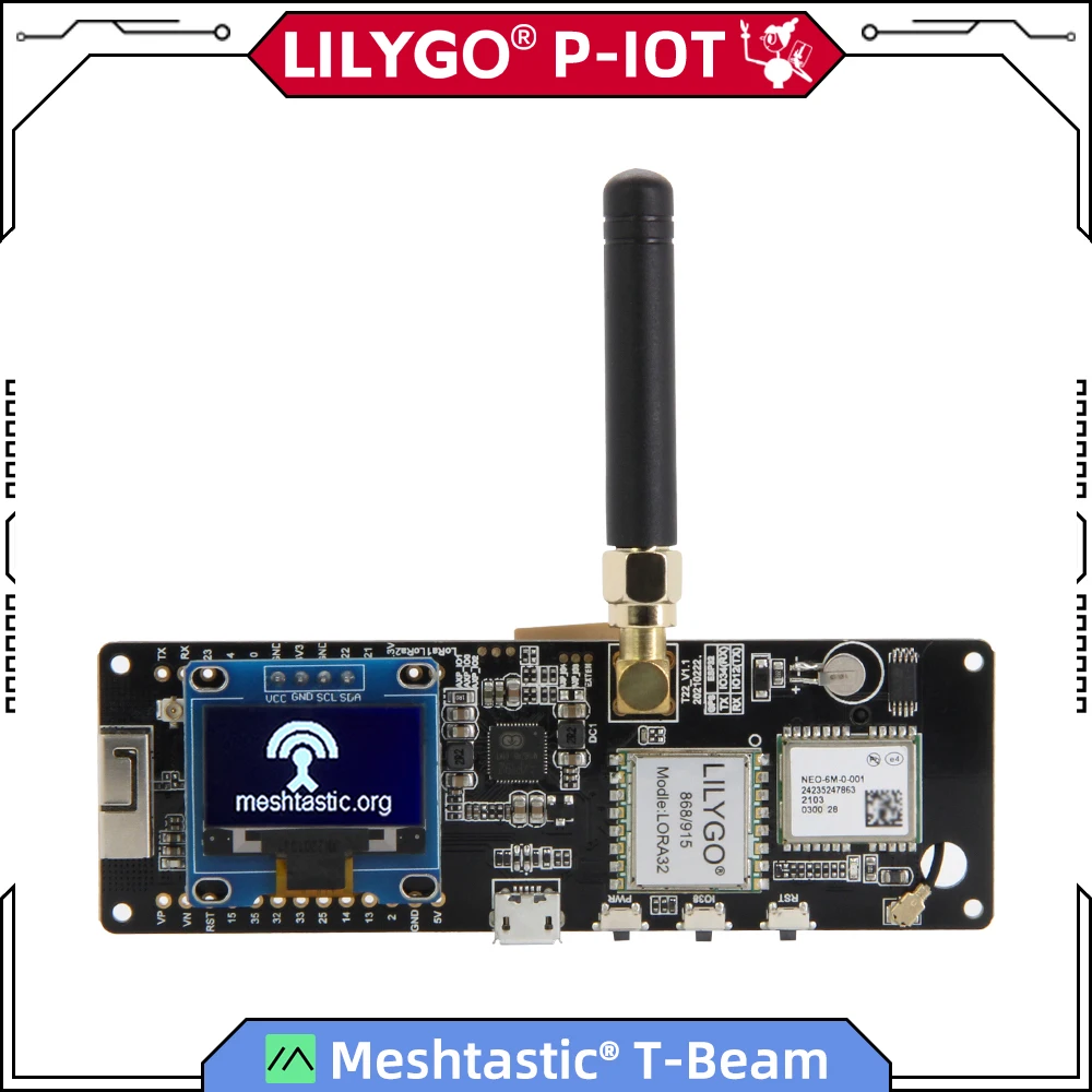 LILYGO®TTGO Meshtastic T Tia V1.1 ESP32 LoRa 915MHz 433MHz 868MHz 923MHz WiFi BLE GPS Với màn Hình OLED 0.96 Inch 18650 Pin