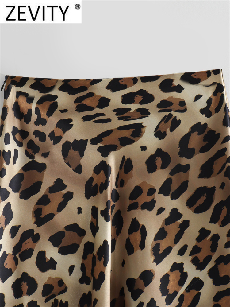Юбка-миди Женская трапециевидная на молнии с леопардовым принтом и высокой талией