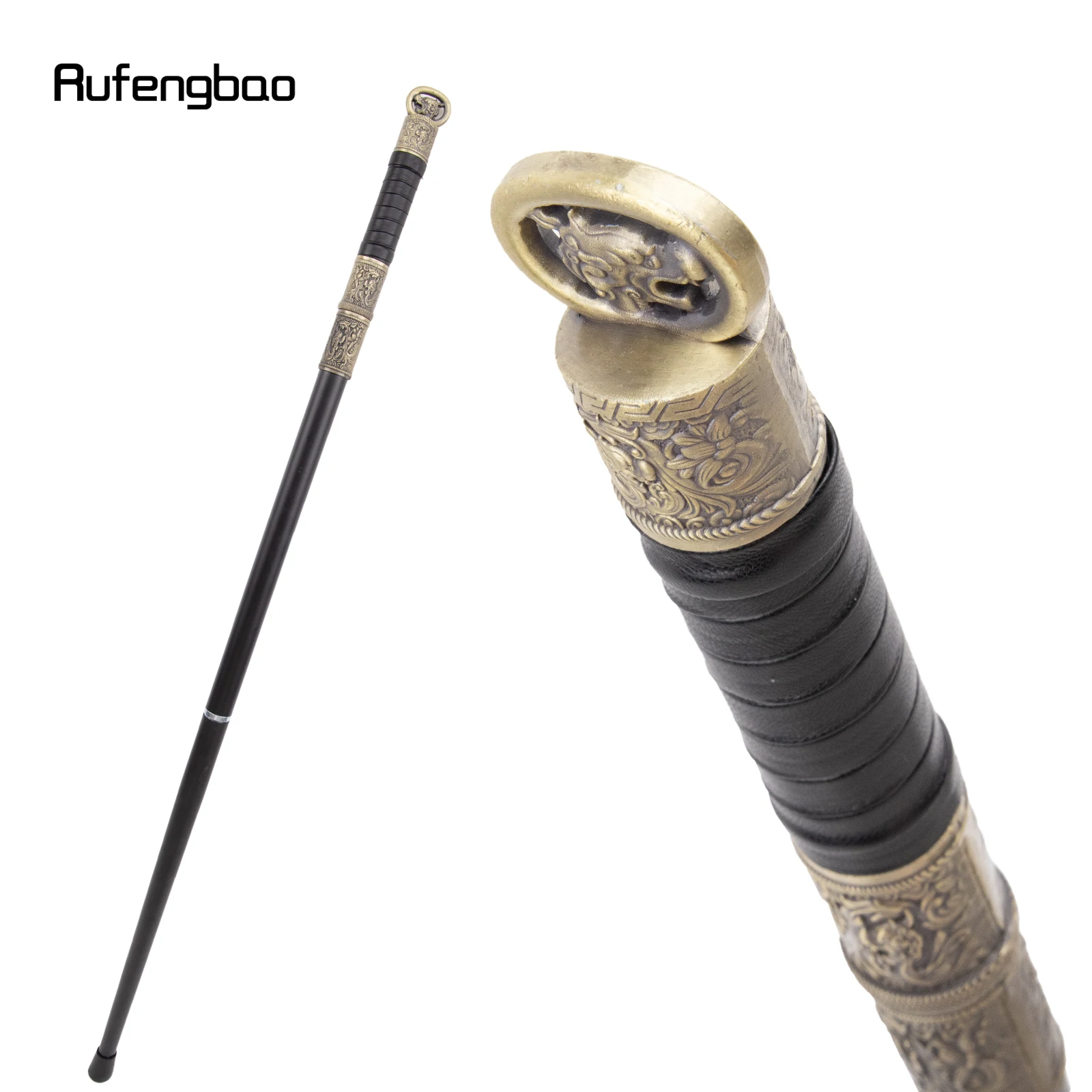 Bastón para caminar Steampunk con mango de dragón negro de cobre, perilla de Crosier de lujo para caballero, 97cm