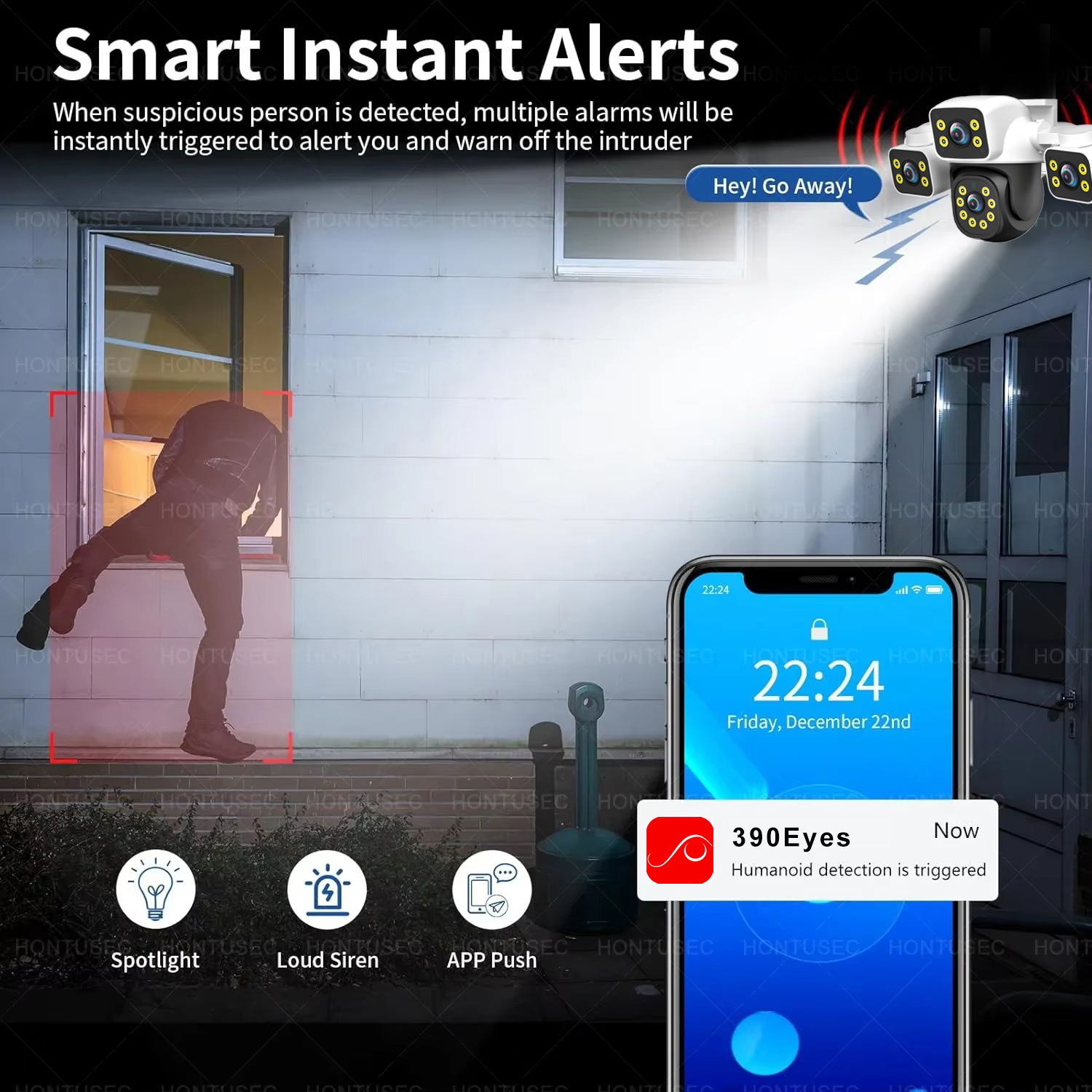 ANSVICAM 6K UHD Cámara IP WiFi para exteriores Lente triple de 12MP con detección humana AI y seguimiento automático para monitoreo de seguridad CCTV