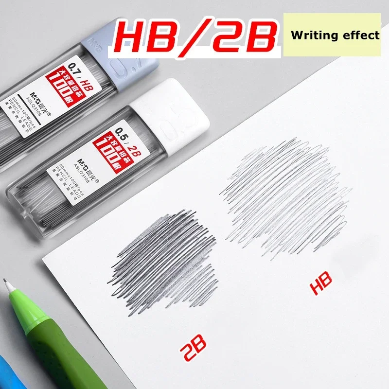 0.5/0.7 มม.ดินสออัตโนมัติชุด HB/2B เติมดินสอสําหรับวาด Sketching นักเรียนโรงเรียนเครื่องเขียนน่ารัก
