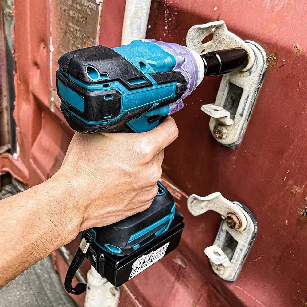 2 In 1 Brushless Cordless Wrench LED Light Adapt To Makita Battery 21V Brushless Electric Impact Wrench 1/2Inch Power Tools