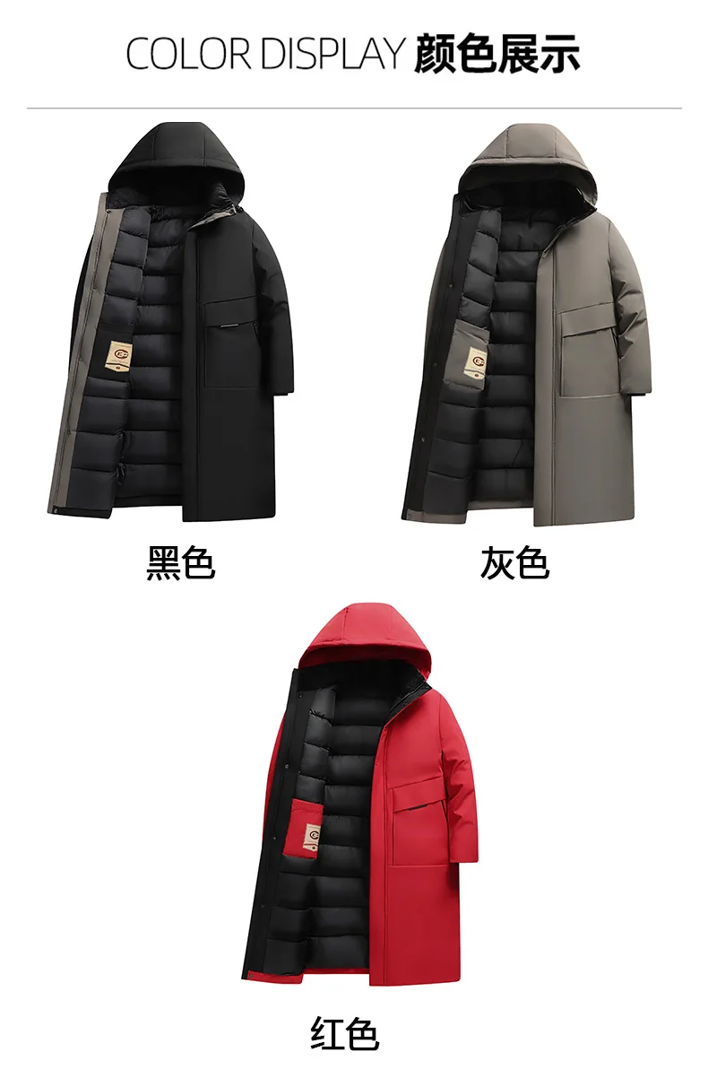 2024 nova chegada inverno jaqueta com capuz estilo longo soleira-como jaquetas de algodão masculino, moda masculina engrossar quente parkas trench coat masculino