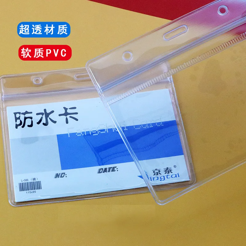 10 stks Waterdichte Verticale/horizon Transparant PVC Plastic Werk Rits Badges ID Kaarthouder Pocket Credit Paspoort Seal Card Bag