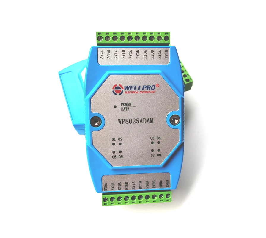 8RO Relaisuitgangsmodule RS485 MODBUS RTU-communicatie WELLPRO WP8025ADAM