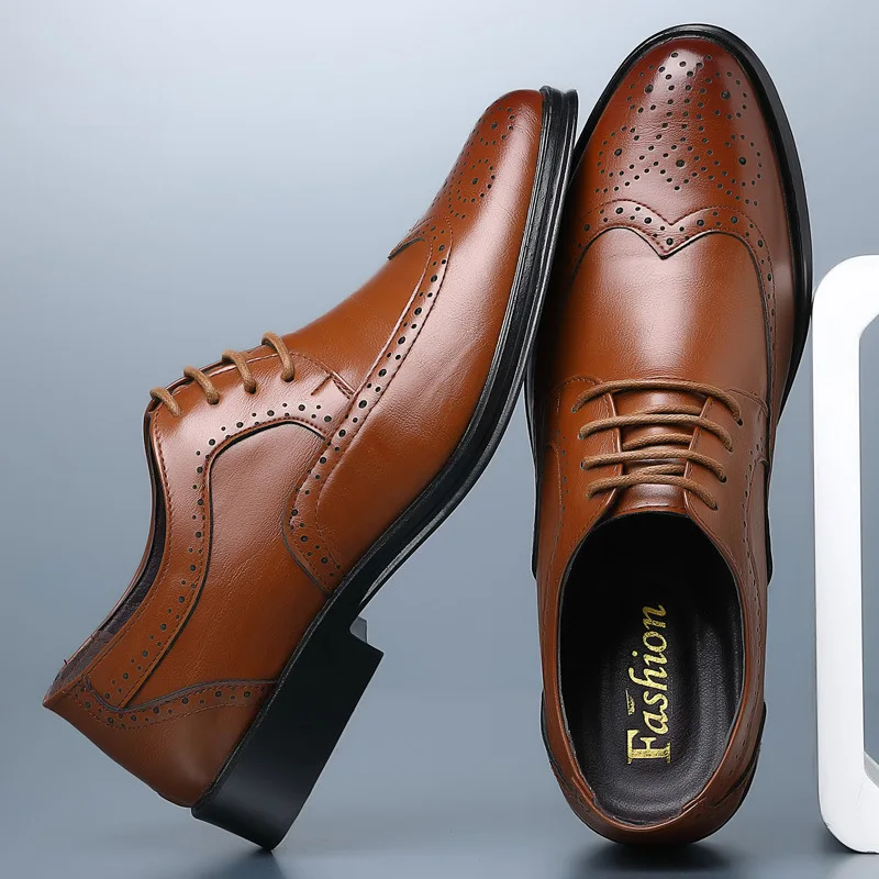 Oxford sapatos de couro de bezerro genuíno brogue vestido sapatos clássicos negócios sapatos formais homem feito à mão