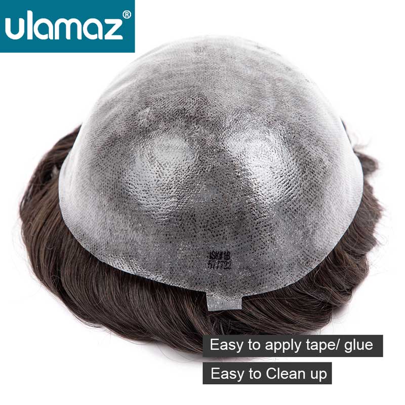 Männer Kapillare Prothese Nicht Nachweisbare Haut PU Toupet Perücke Mann Haar Patch Microskin Haar System Für Männer Injizierte Perücken Echthaar