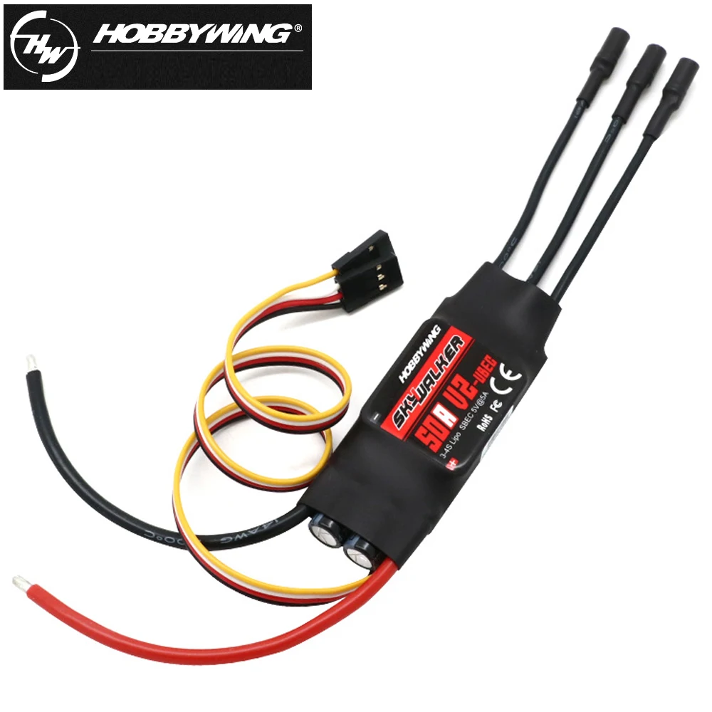 Hobbywing Skywalker 15A/30A/40A/50A/60A/80A/100A V2 controlador de velocidad ESC con UBEC para RC FPV Quadcopter aviones helicóptero