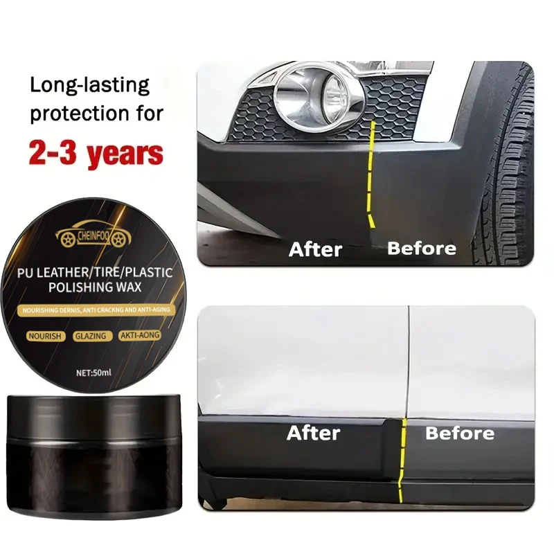 Kit de cuidados automotivos tudo-em-um: cera restaurador de plástico, rejuvenescedor de couro PU, polimento de pneus e reparo de arranhões para pára-choques/internos