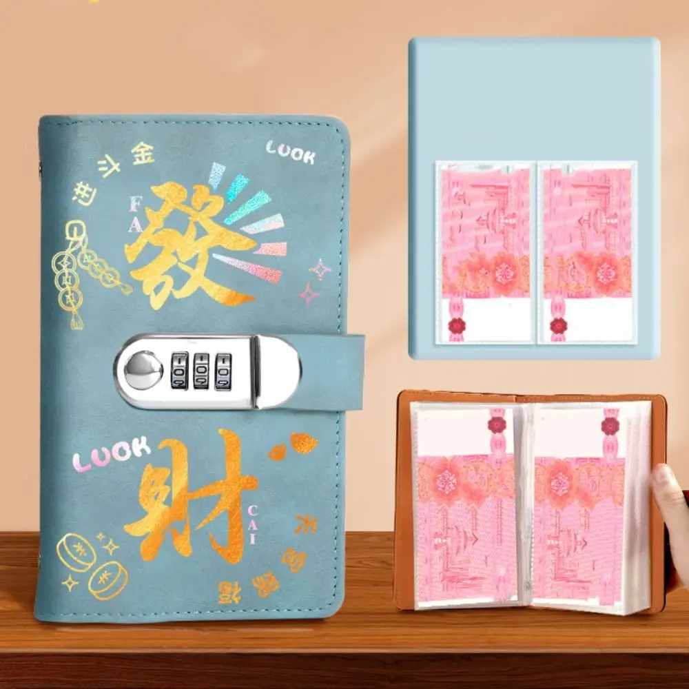 50Sheets Saving Money Binder PU Leather Portable Planner Organizer Wallet Storage Savings Handbook Budget Binder with Lock