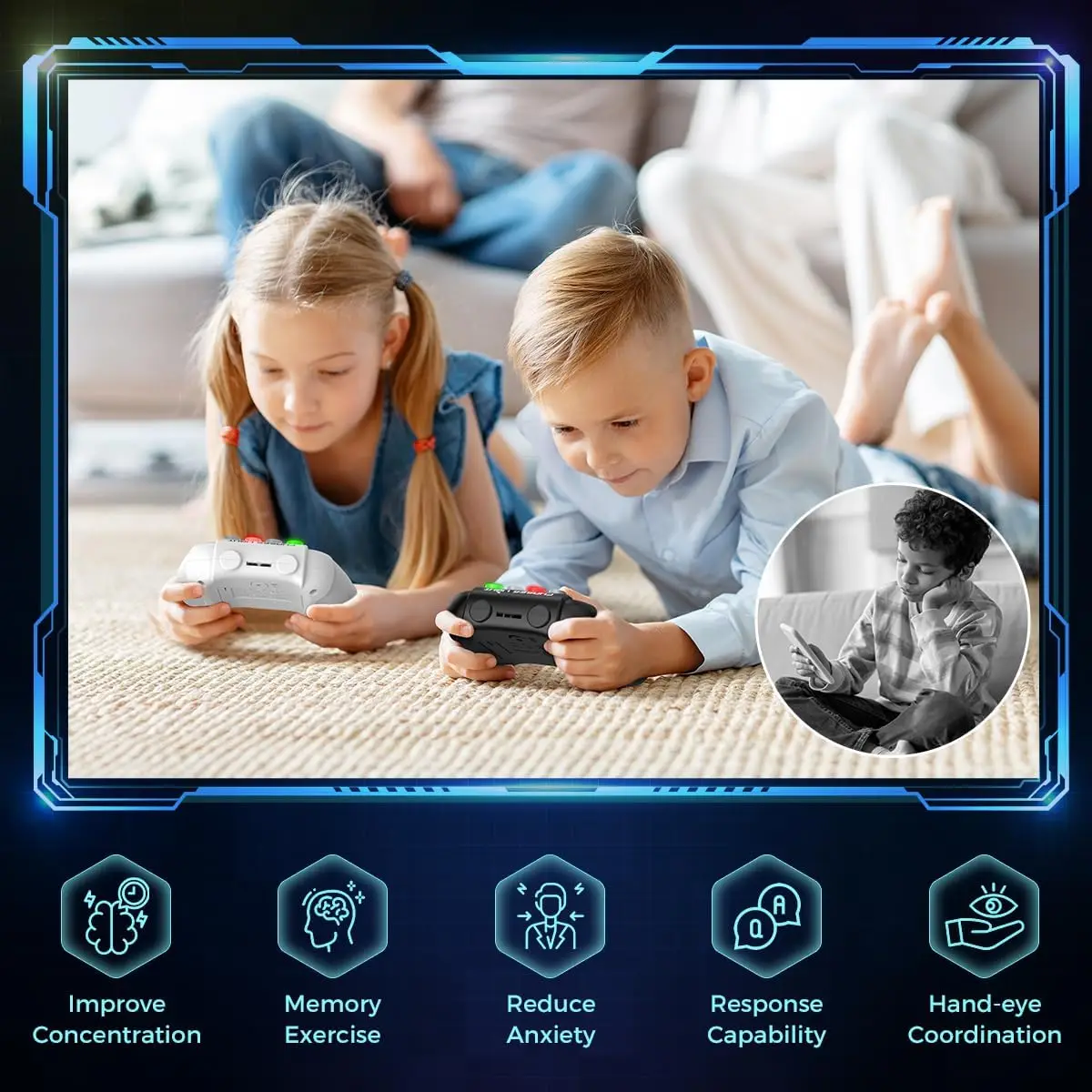 VATOS-Jouet de jeu Pop électrique pour enfants, 5 modes de jeu délibérément, contrôleur portable pour enfants de 6 ans et plus, 2x, Quick Push Fidget Game, déterminer