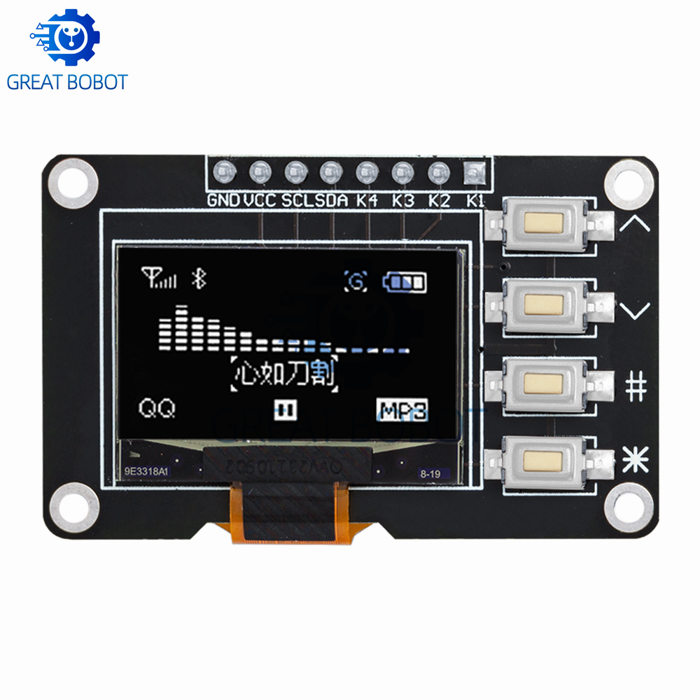 NEUES Produkt 0,96 Zoll OLED IIC Weiß/GELB BLAU/BLAU 12864 OLED-Display mit 4x4 Tasten I2C SSD1315 LCD-Bildschirmplatine für Arduino