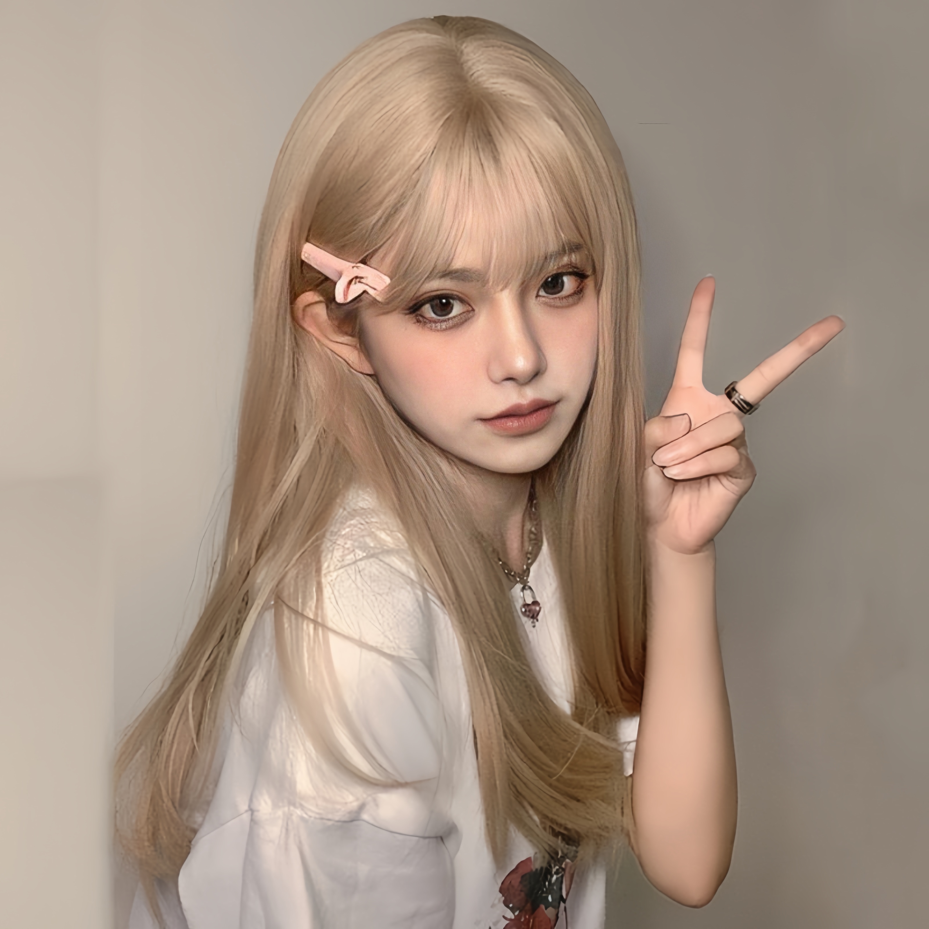 Mode Pruik Vrouw Lang Steil Haar Air Pony Temperament Trim Gezicht Zwart Beige Lang Haar Synthetische Vezel Full Head Cover