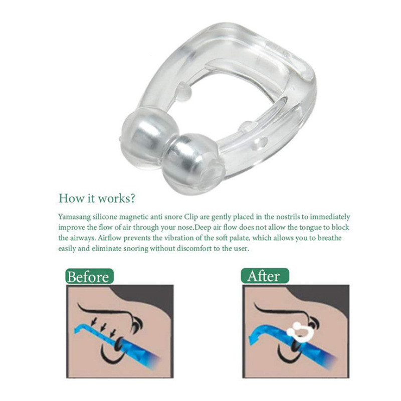 Anillo magnético de silicona para dejar de roncar, dilatadores nasales de ayuda nocturna, fácil respiración, dispositivo antironquidos con funda, clip Nasal, 1/2/4 Uds.