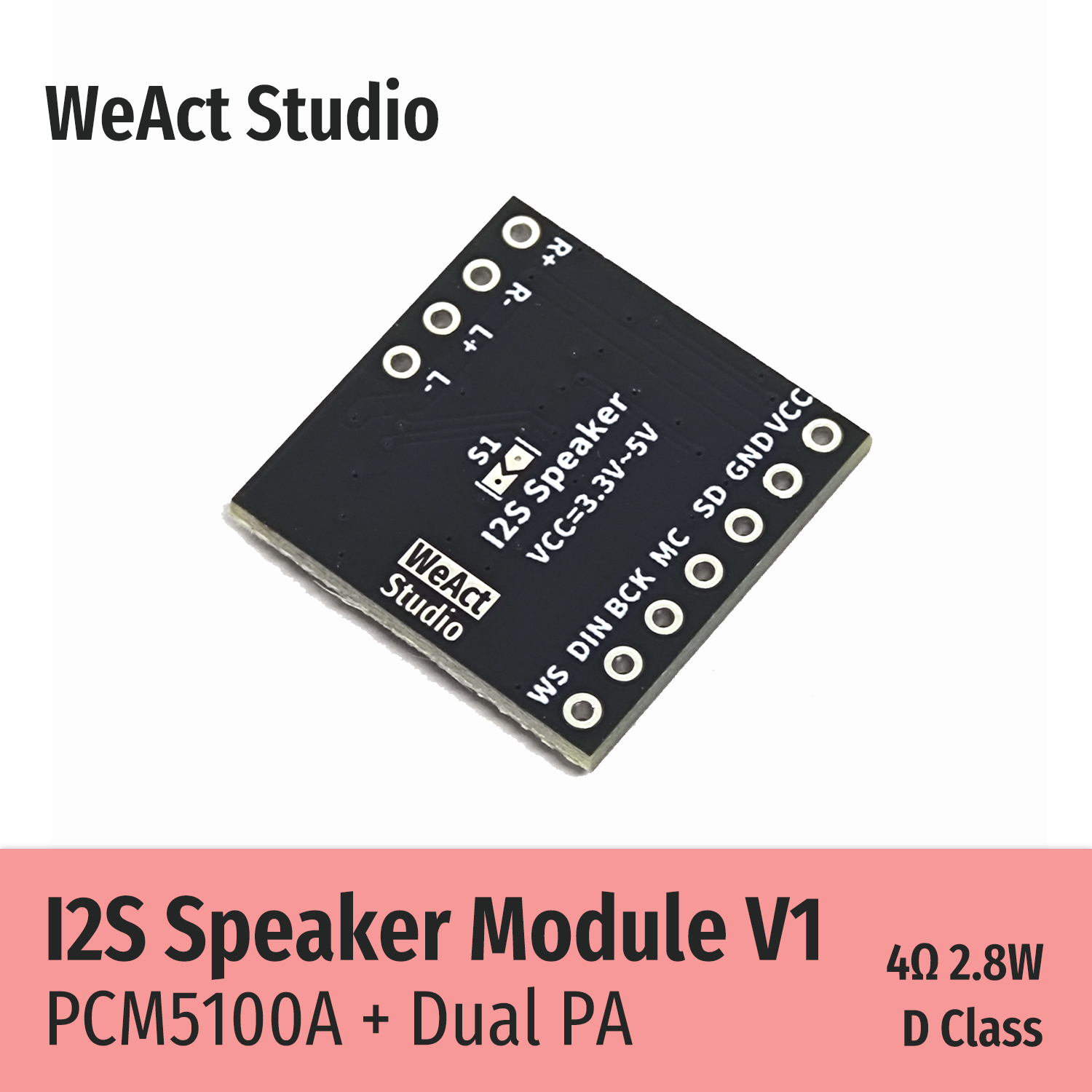 WeAct I2S Lautsprechermodul PCM5100A Dual PA 4Ω 2,8W D-Klasse