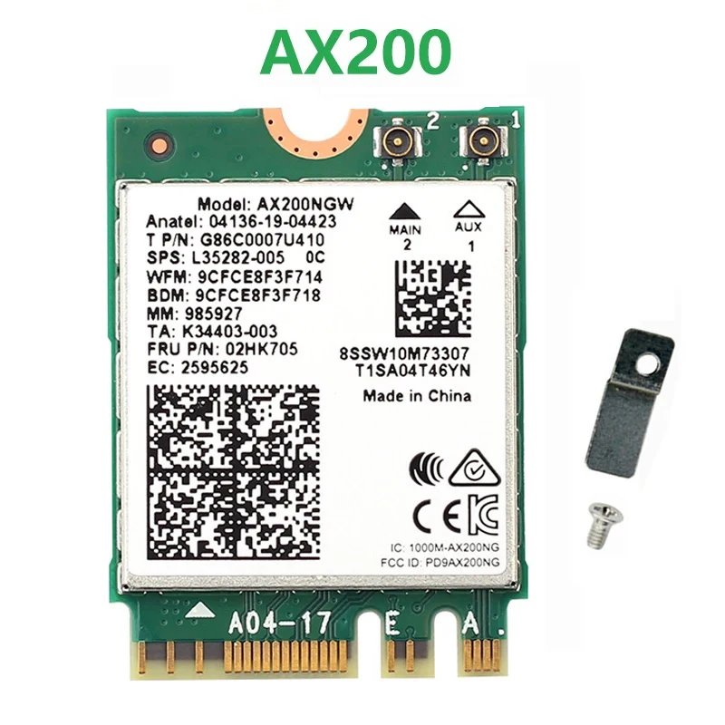 WiFi 6 Dual Band 3000 Mbit/s Drahtlose Karte Für AX200 M.2 Bluetooth 5,2 2,4G/5Ghz 802,11 ac/ax AX200NGW Wi-fi Adapter Antenne