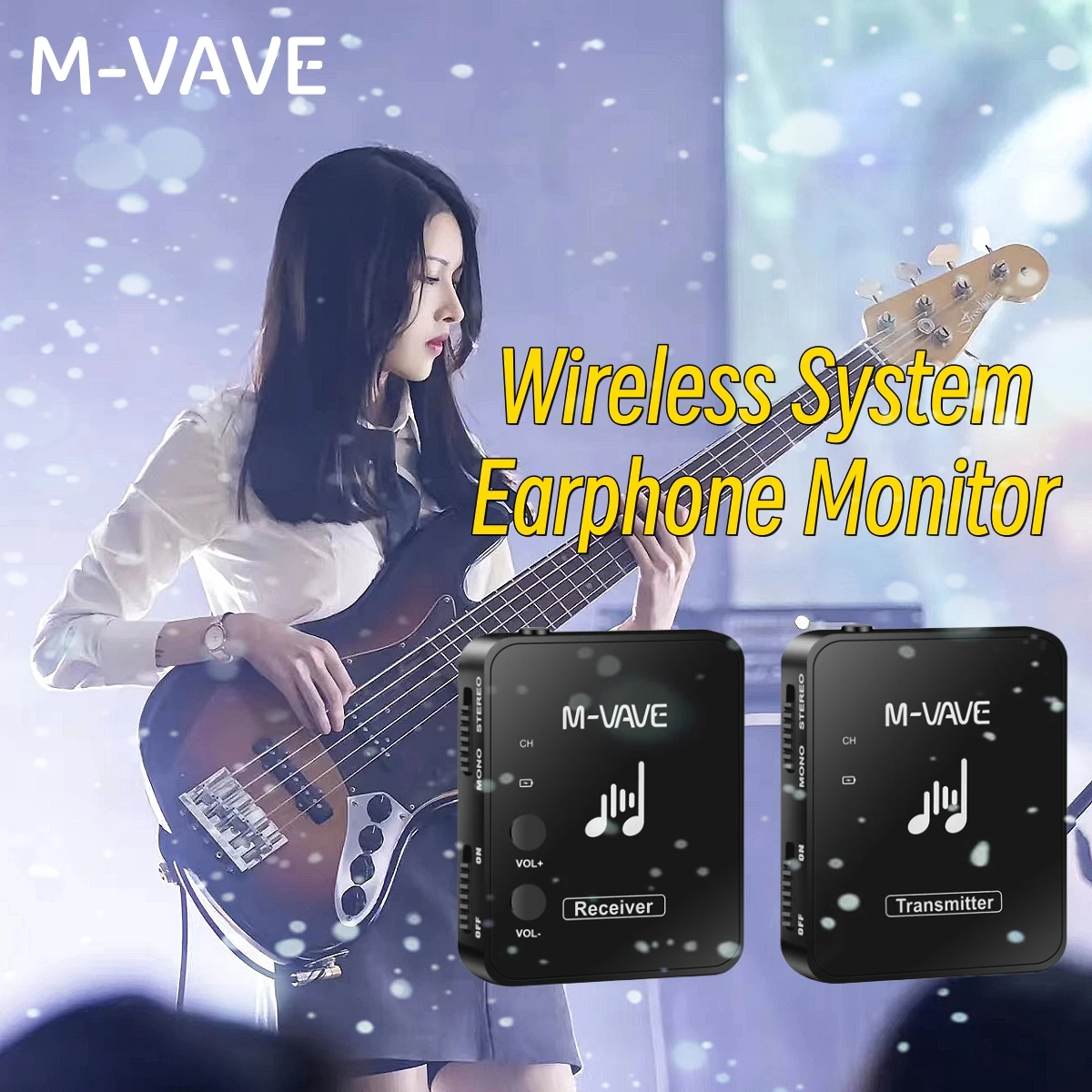 M-vave WP-10 2.4G Wireless System Earphone Monitor Transmission System Rechargeable Transmitter Receiver Mono Recording Function