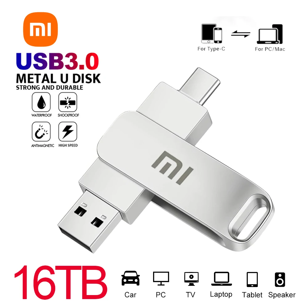 Unidades Flash USB tipo C Xiaomi, unidad colgante de 2TB, interfaz USB 3,0, unidad de bolígrafo OTC de gran capacidad, memoria de disco U de 16TB para teléfono y PC