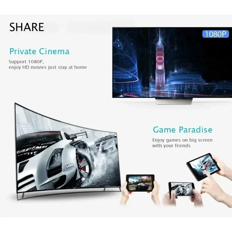 New Model 1080p Hdmi Wireless Screen Projector Live Streaming Screen Sharing Screen Projector Suitable For Android Iphone