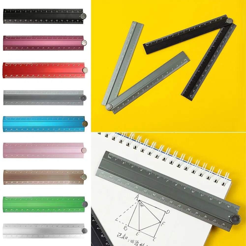 Righello pieghevole da 30 cm Strumento di misurazione del disegno Righello dritto in lega di alluminio Righello in metallo multifunzionale Forniture per ufficio scolastico