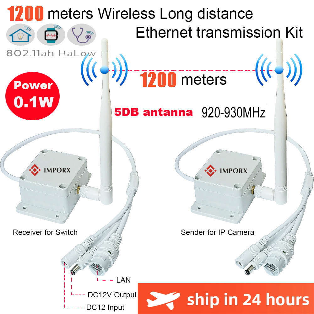 1 a 1 larga distancia 1,2 KM transmisor de transmisión WIFI inalámbrico receptor AP cable Plug and Play 5MP 8MP PTZ cámara IP KIT Ethernet