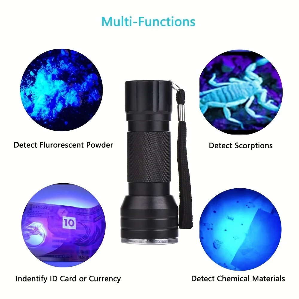 Lámpara de 21led, linterna Uv, lámpara artística para uñas, detección de fluorescencia Uv, Mini linterna de detección de billetes
