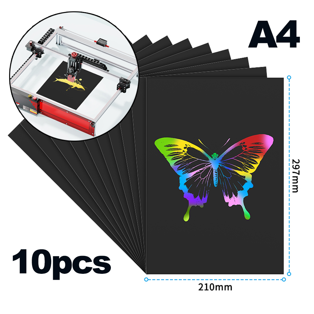 10 шт. Скретч-бумага формата А4 для лазерной гравировки, красочные принадлежности для рукоделия «сделай сам», многоцветная доска с черным покрытием для подарка