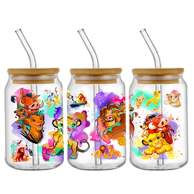 Disney Princess Bambi the Lion King UV DTF Sticker for 16ozCup Wrap Transfer Sticker Custom Label DIY Self adhesive