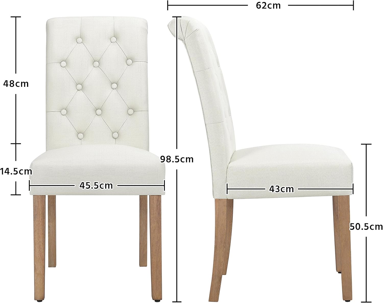 Dining Chairs Set of 4 Upholstered High Back Soft Padded Seat Side Fabric Chairs for Living Room, Kitchen, Restaurants, Beige