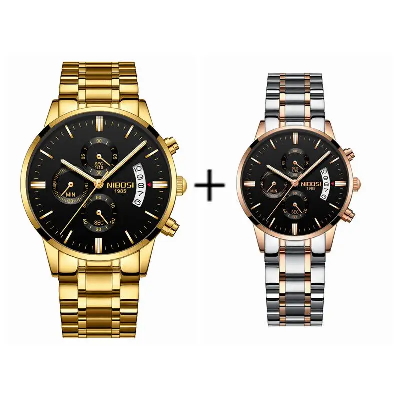 NIBOSI-Reloj de cuarzo resistente al agua para Hombre y Mujer, cronógrafo para amantes, para pareja