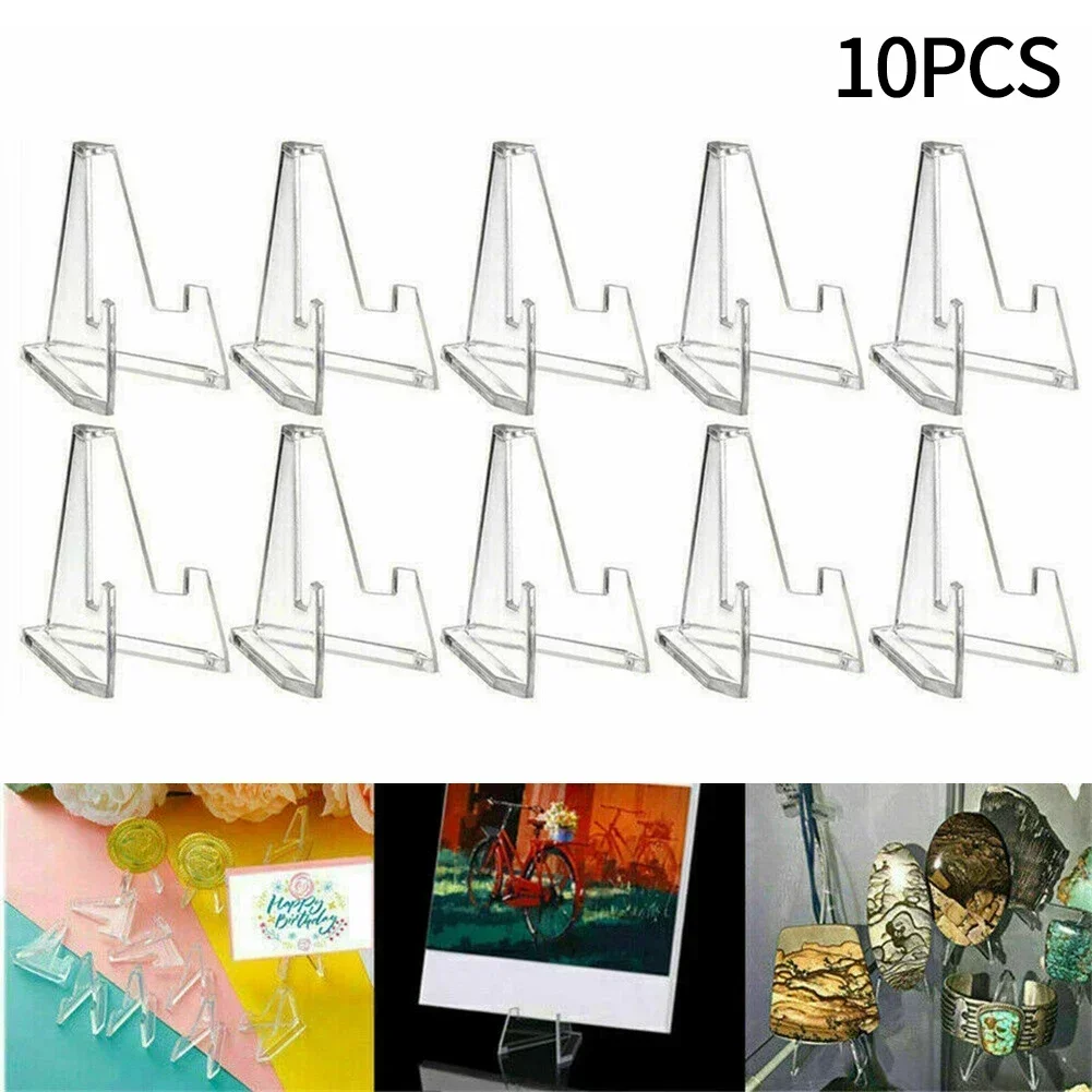 10pcs Clear Acrylic Coin Display Stand Holders Small Easel Rack Card Commemorative Challenge Coin Capsule Holder Support