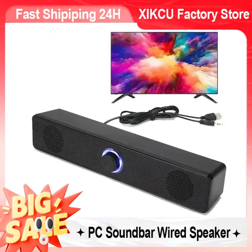 XIKCU Wireless Bluetooth e PC Soundbar Altoparlante cablato Soundbar alimentato tramite USB per TV Pc Laptop Home Theater Sistema audio surround