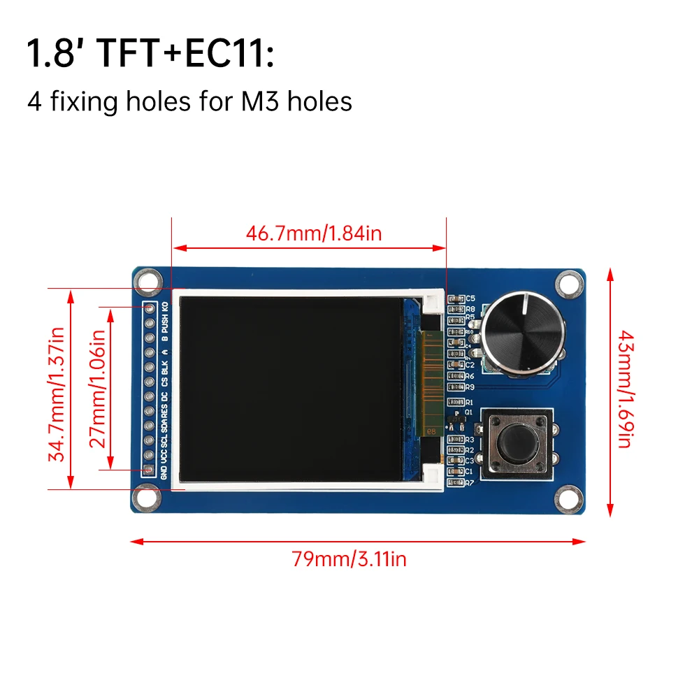 Pantalla TFT de 1,8 pulgadas y 2,4 pulgadas con módulo combinado de codificador rotatorio Ec11, interfaz SPI, Kit electrónico de pantalla LCD
