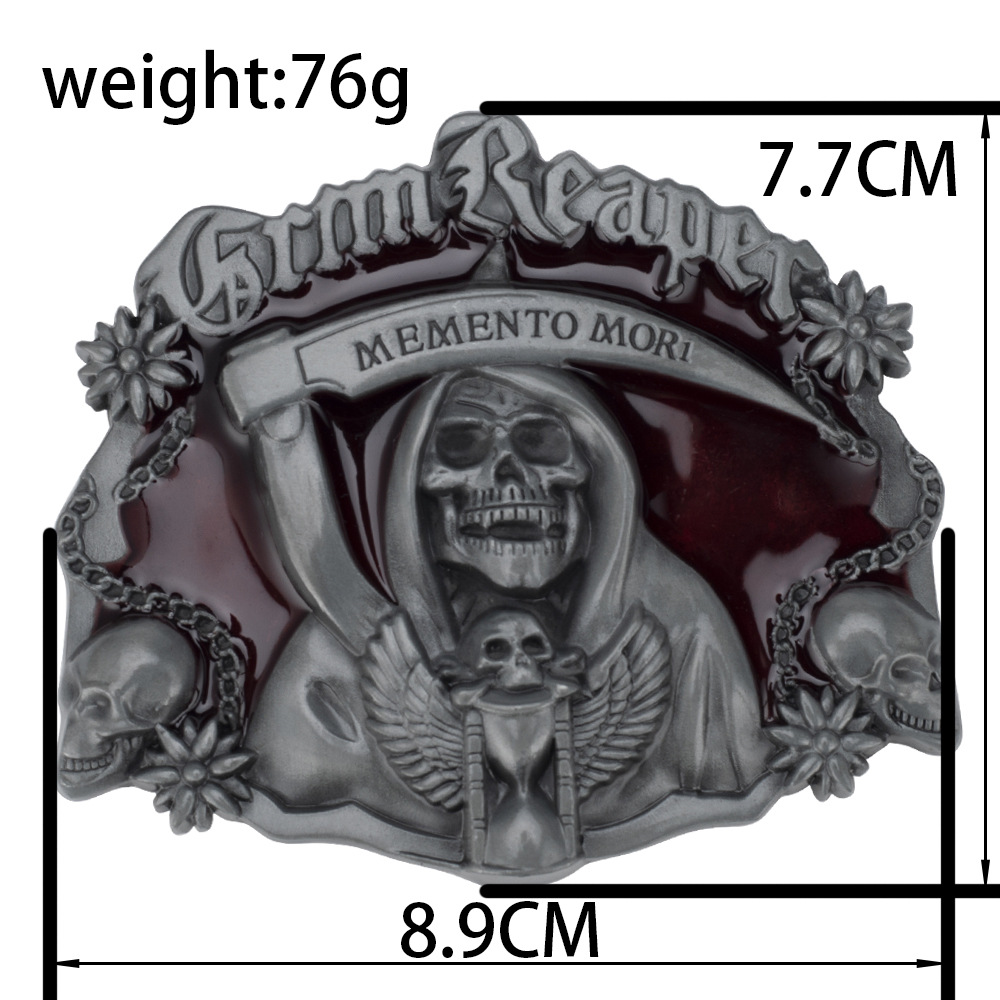 Grim Reaper Gürtel Schnalle Gespenst Skelett Punk