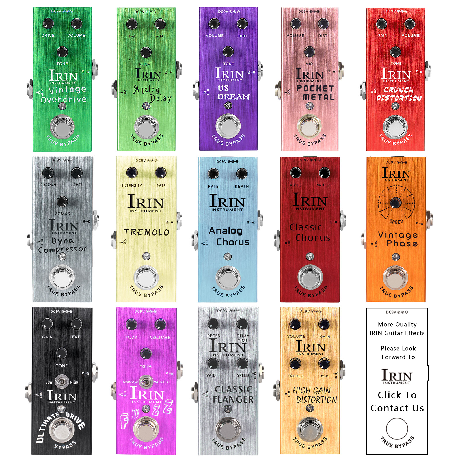 IRIN-Pédale électrique JEEffects Vintage, Overdrive, Crunch Distortion, Analog Delay, US repll, Classic Chorus, UlOscar Drive