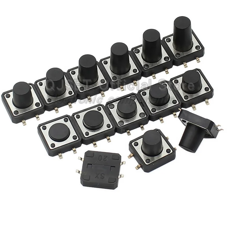 20pcs Tactile Pushbutton Switch Micro Switch 12x12x5mm 12*12* 4.3mm 5.5 6 7 8 9 9.5 10 11 12 13 14 15mm SMD 4-Pin Tactile Switch