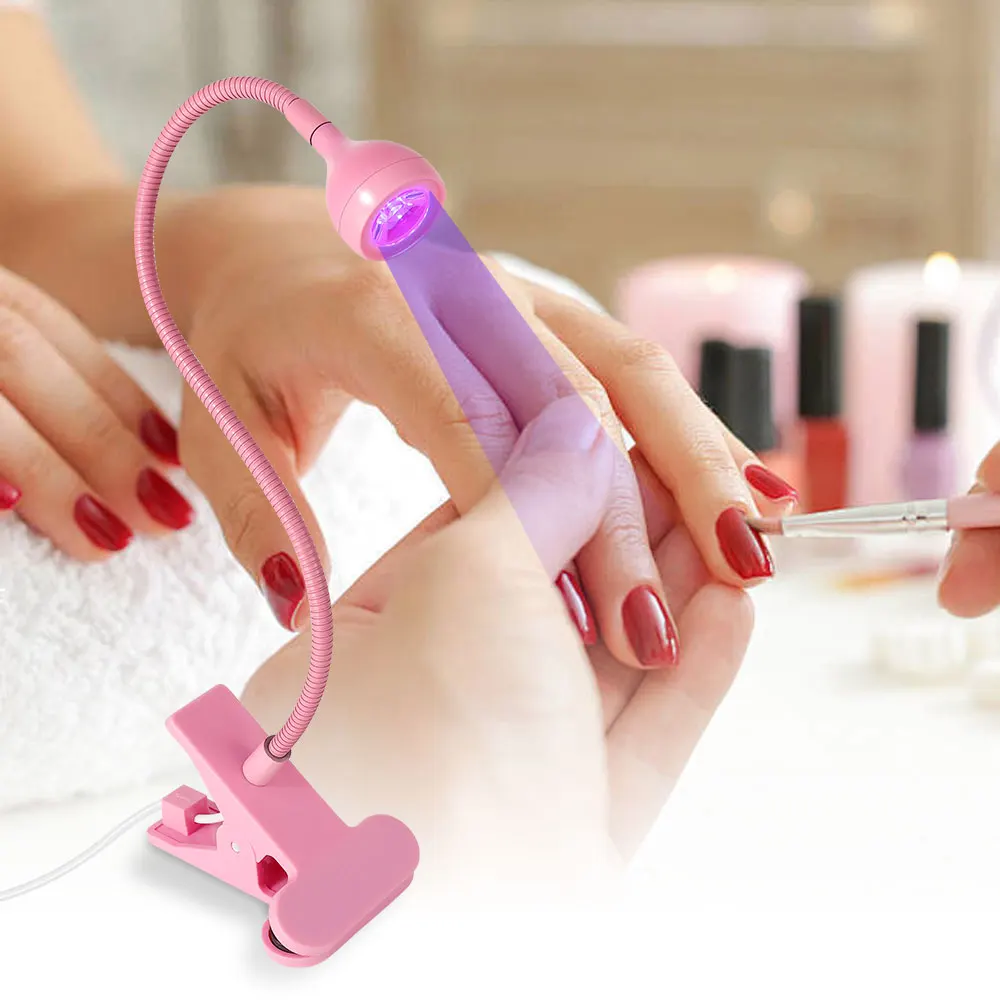 เล็บ LED UV โคมไฟสําหรับแห้งเจลเล็บ Clip-On โต๊ะแบบยืดหยุ่น Mini แบบพกพา USB โคมไฟเล็บ UV Light เครื่องเป่าผมสําหรับเล็บ Salon