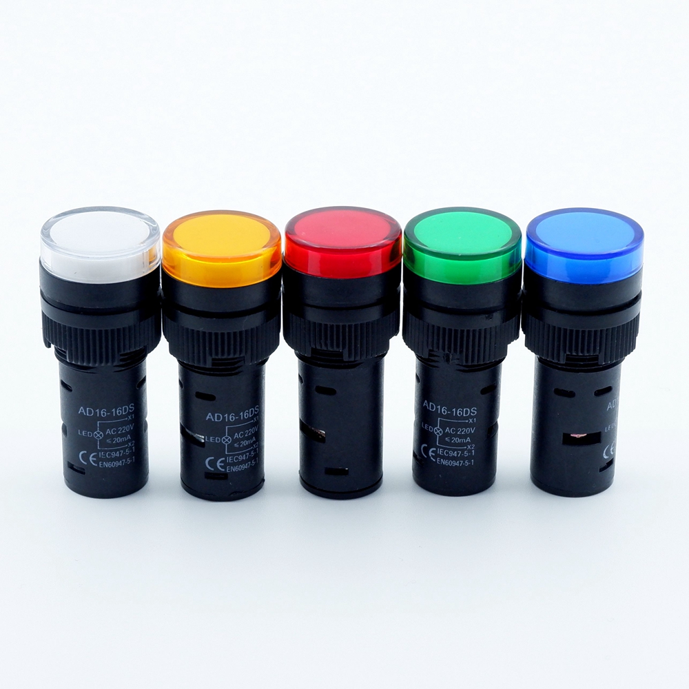 プラスチックledインジケータライト16ミリメートルパイロット信号ランプ警告パネルマウント分配ボックス電源ワークライト12v 24v 220v