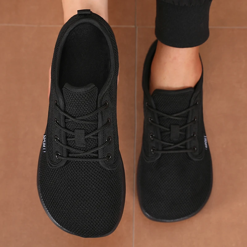 Chaussures pour hommes baskets bout large pieds nus décontracté large dernière mode toile noir plat conseil chaussures respirant maille chaussures pour hommes