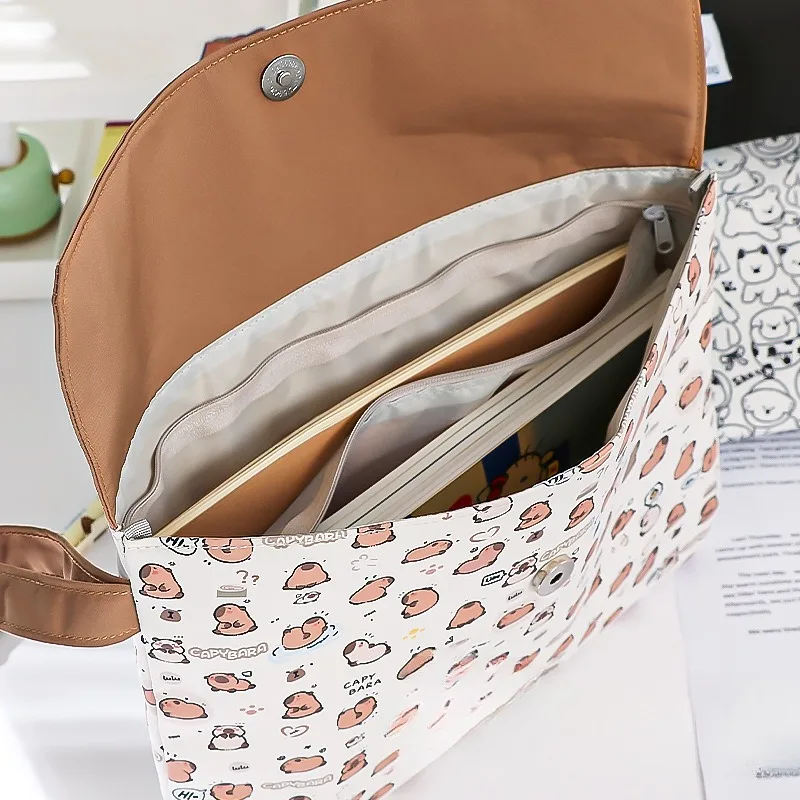 Tas berkas kapibala เครื่องเขียนนักเรียนกระเป๋าการ์ตูนลักษณะสูงความจุขนาดใหญ่มีซิปกระเป๋าเก็บของ tas berkas นักเรียน kapibala ST