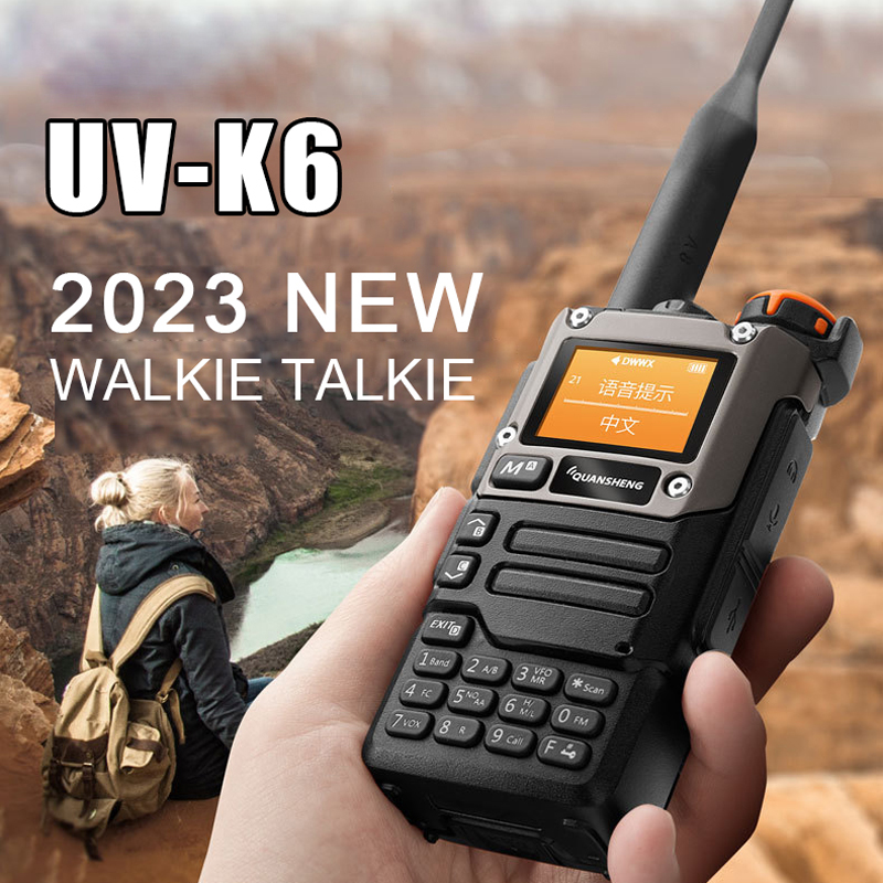 Quansheng UV-K6 Walkie Talkie 5W Air Band Radio Tyep C Charge UHF VHF DTMF FM Scrambler NOAA Draadloze Frequentie Tweeweg CB Radio