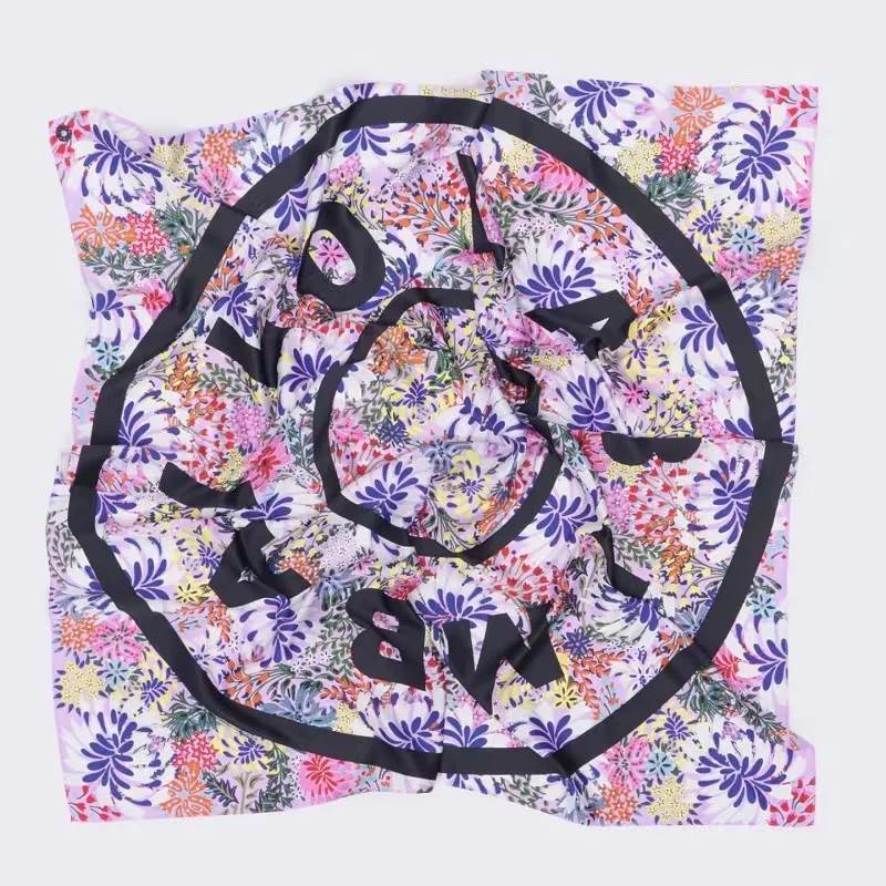 Lenço ande Estampado Manna 00cm X 00cm Multi-Estilo Moda Coreana Fibra de Poliéster Acório F com Padrão Floral